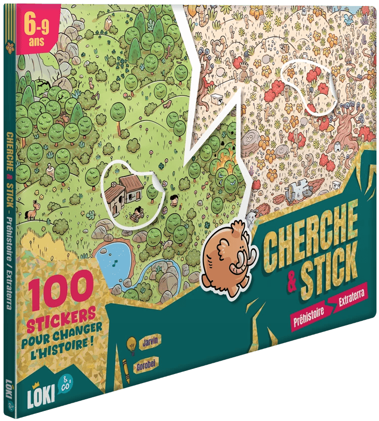 Couverture du jeu Cherche & Stick : Préhistoire & Extraterra